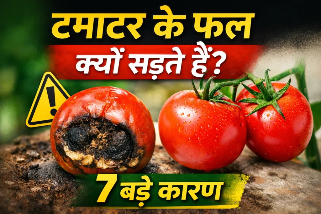 टमाटर के फल में गलन रोग का वास्तविक लक्षण